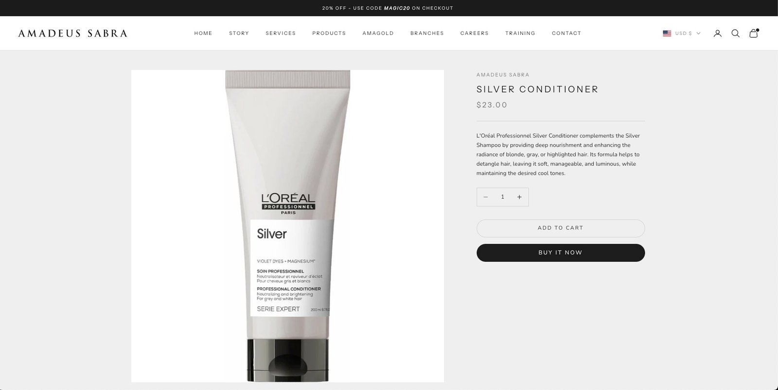 Page détaillée d'un produit