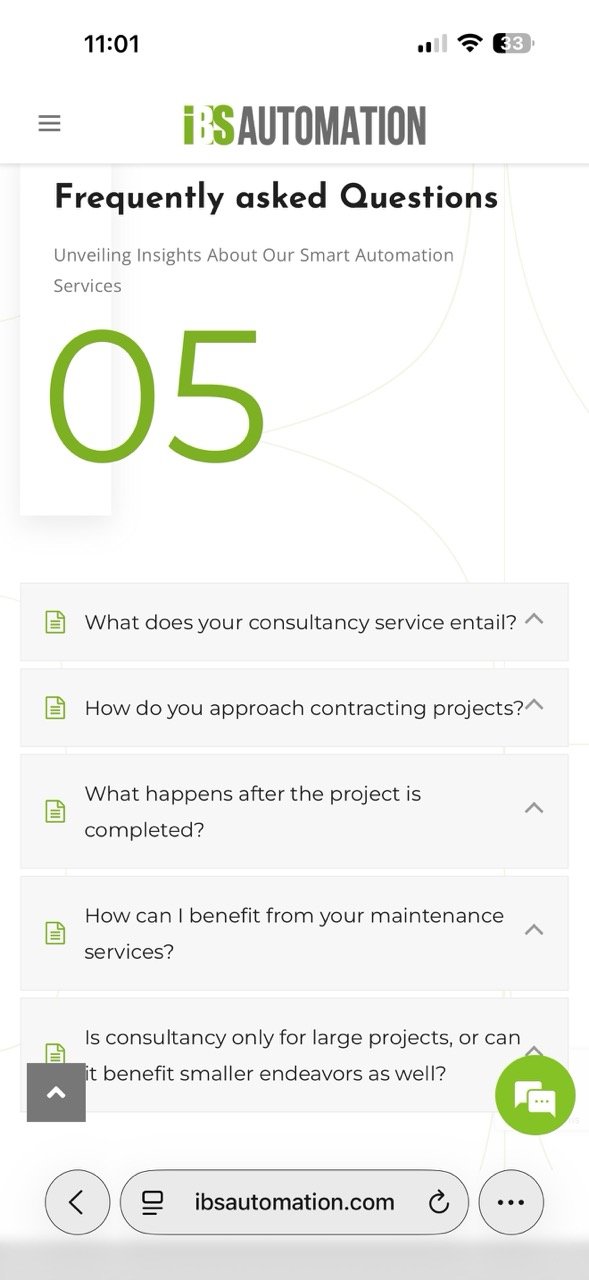 Page FAQ sur mobile