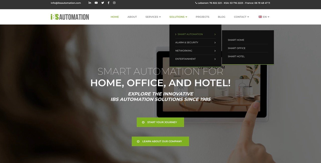 Méga-menu du site
