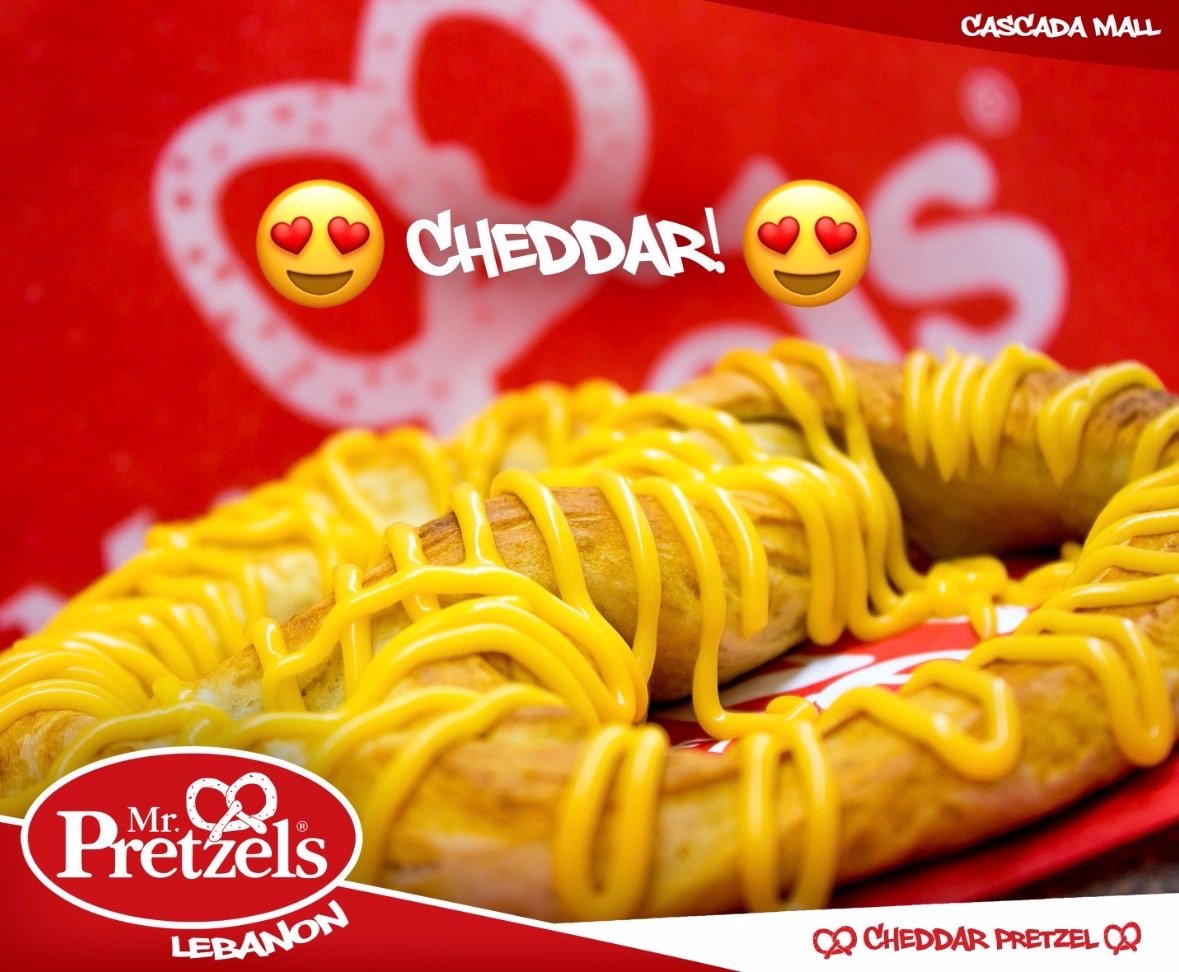 Publication sociale d'un bretzel au fromage