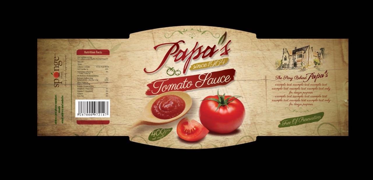 Étiquette plate pour la sauce tomate