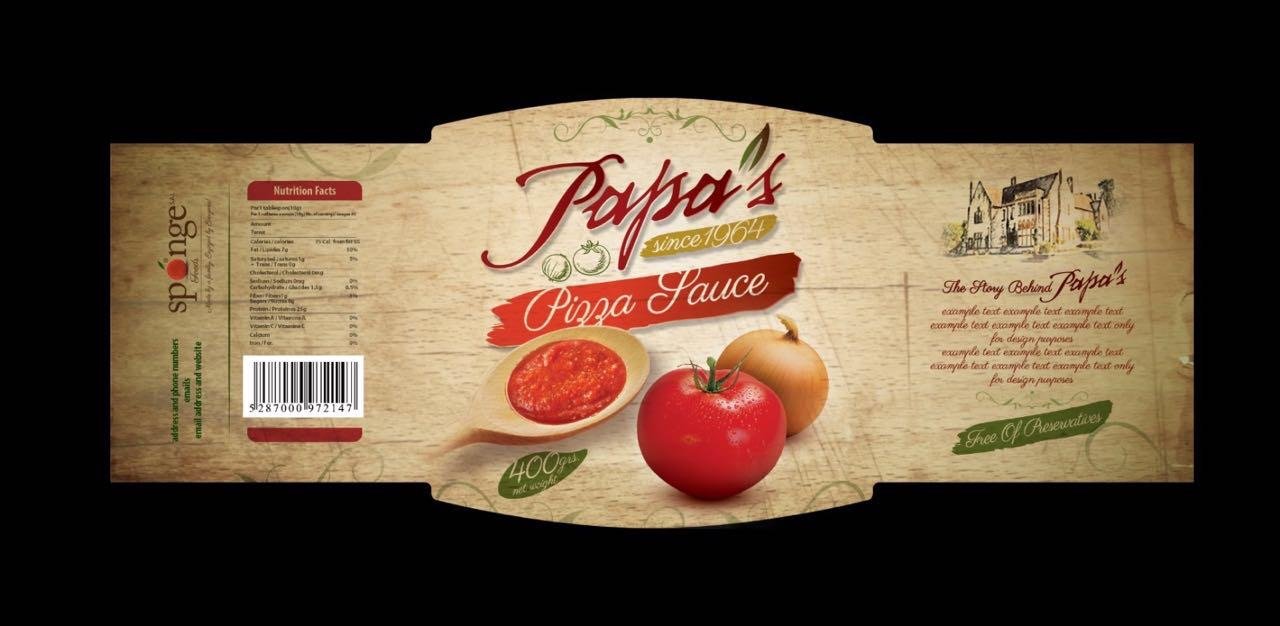 Troisième étiquette pour la sauce à pizza
