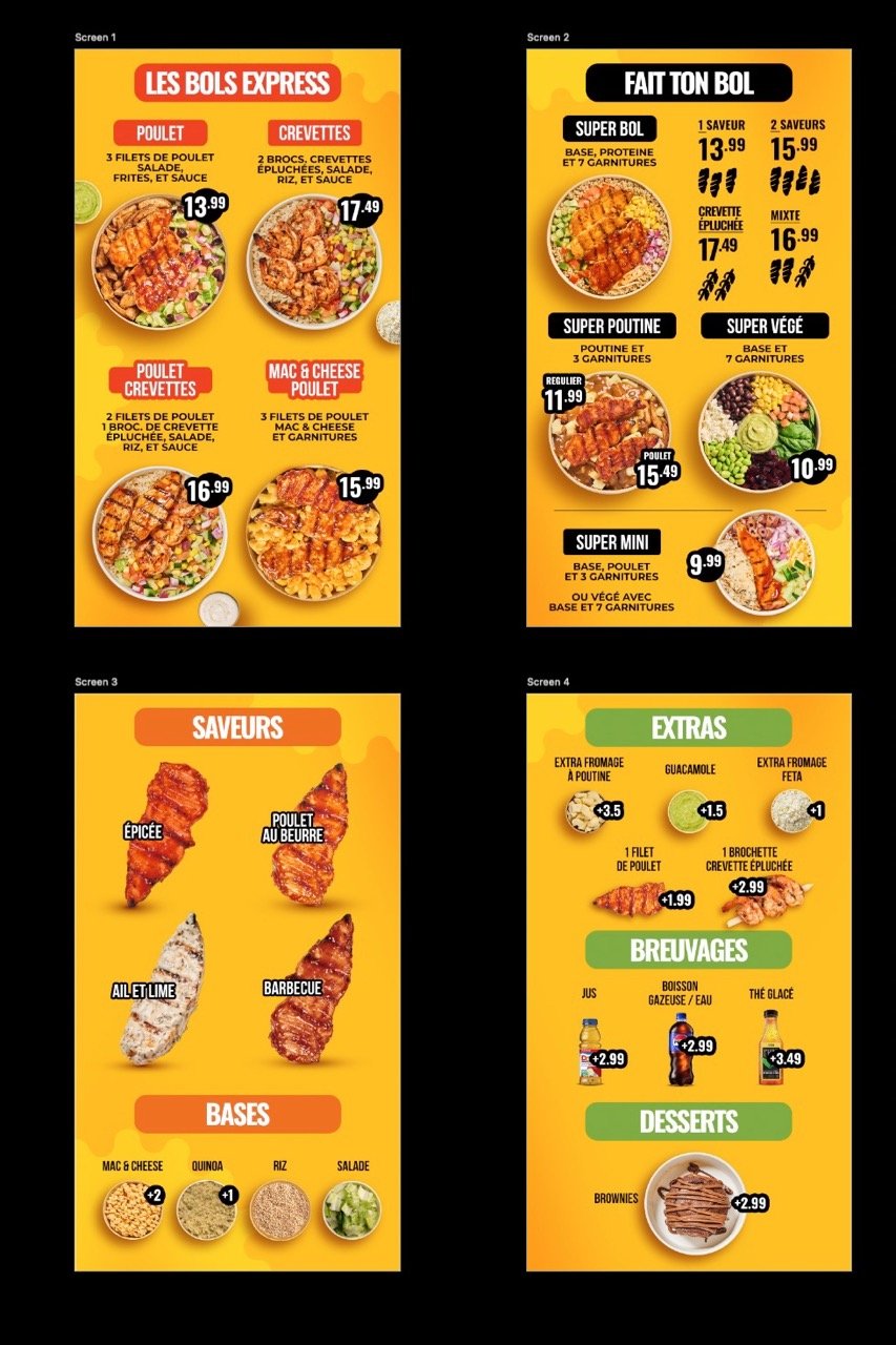 Écrans de menu numériques