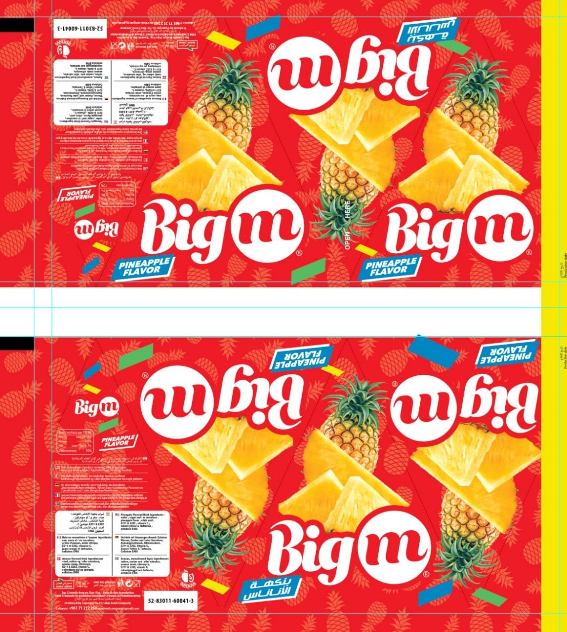 Dessin à plat de la boîte Big M